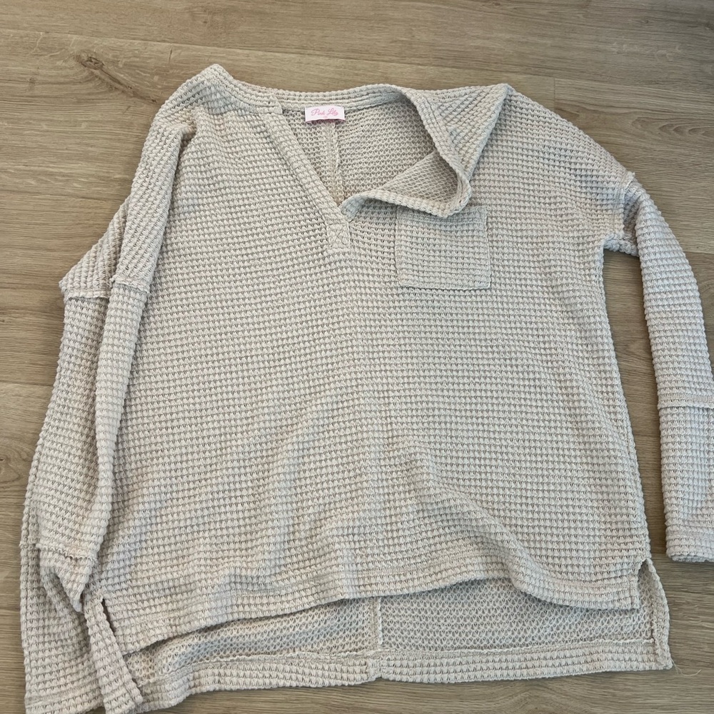 Pink Lily Waffle Knit Sweater